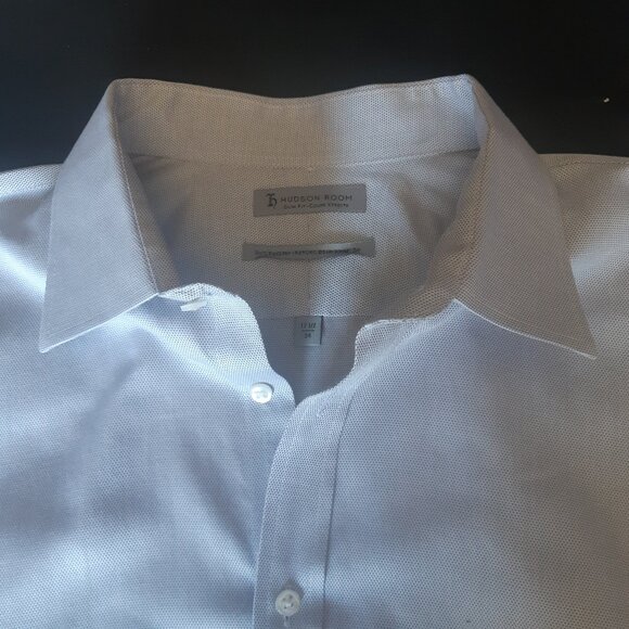 Hudson Room SZ 17.5 Slim Fit 100% Egyptian Cotton 80s 2 Ply Grey Men's Shirt - Picture 3 of 13